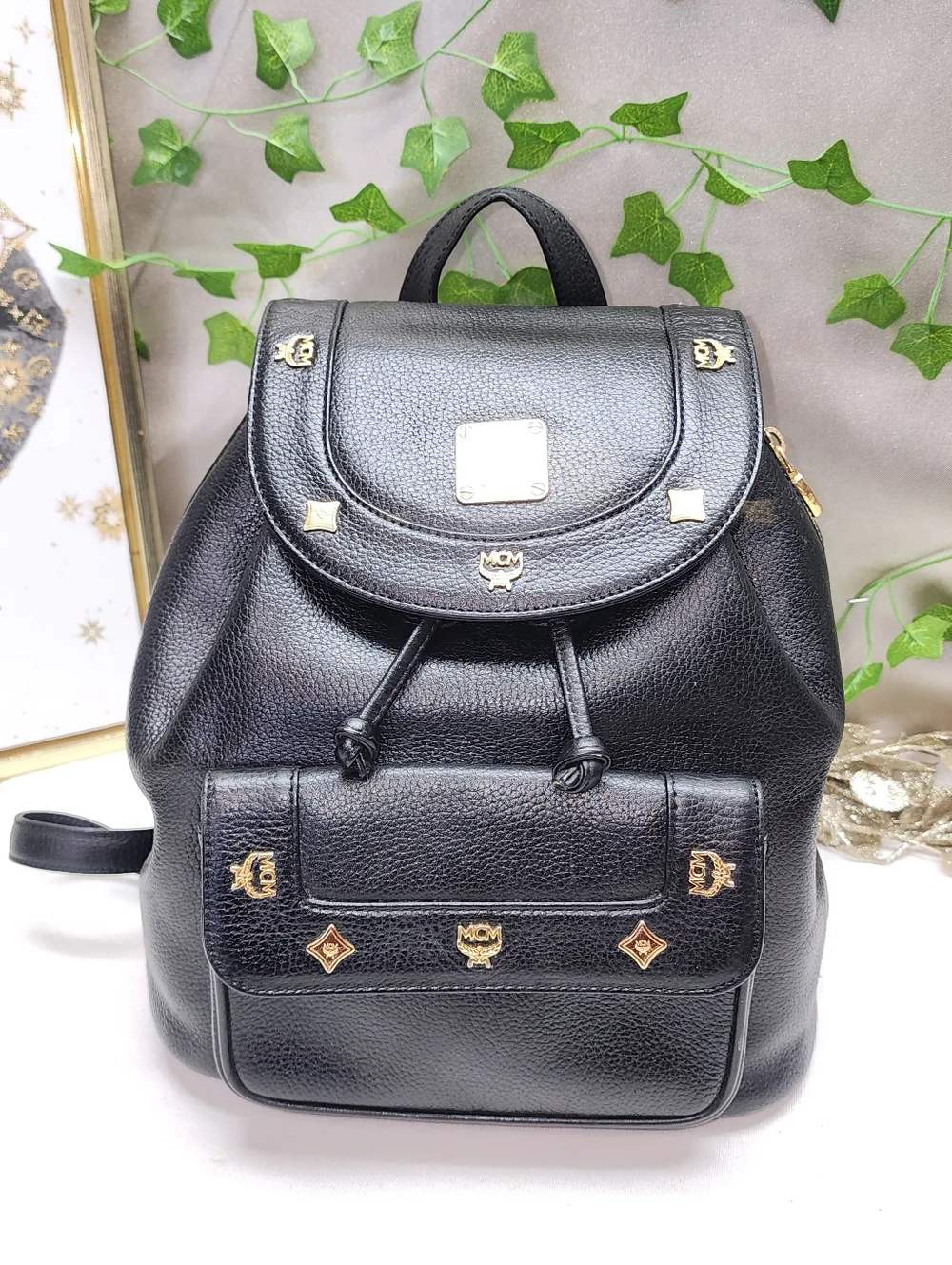 Authentic MCM Stark Pebbled Leather Backpack Excellent Condition